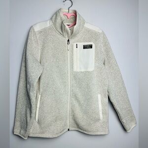 L.L. Bean Cream Fleece Jacket with Stand-Up Collar